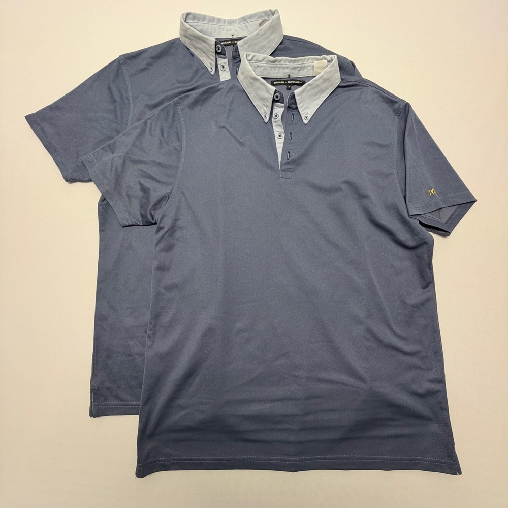 Waraire for McDonalds Mens Polo Shirt Set 2 Blue Grey Short Sleeve L-R